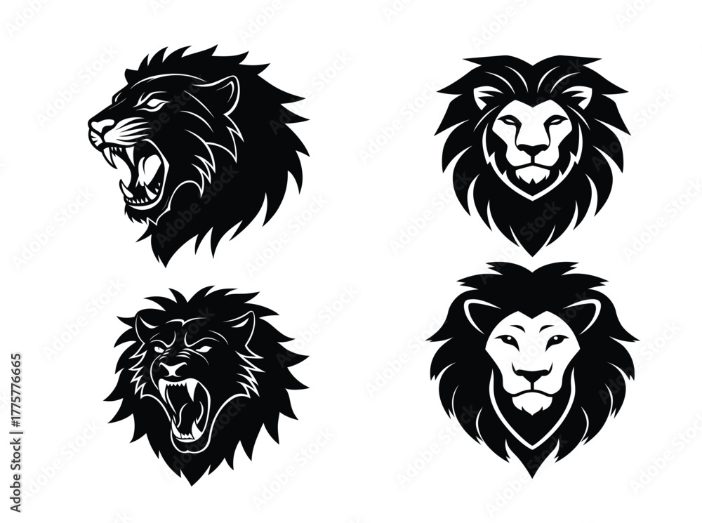 Obraz premium lion head power silhouette vactor Design Illustrator Artwork