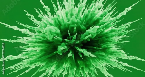 Vibrant green explosion on a solid background