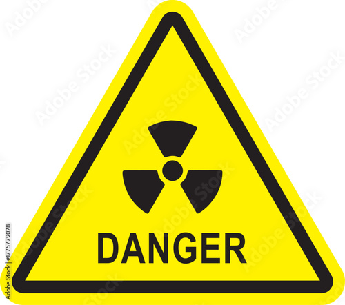 Triangular Radiation Hazard Warning Sign on White