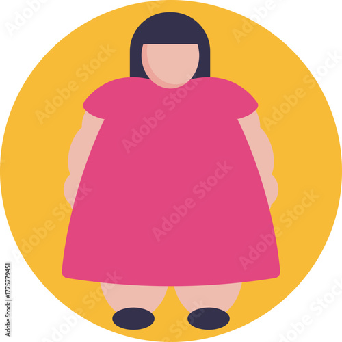 Outline of a body showing increased body mass and rounded shape.