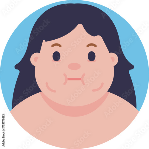 Illustration of a face showing signs of overweight or excess body weight.
