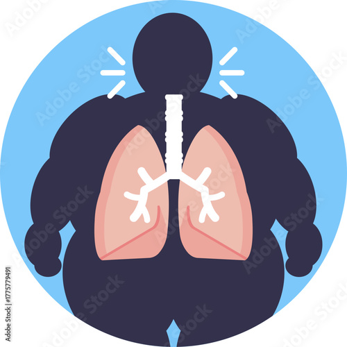 Illustrates lungs to represent respiratory health risks associated with obesity.