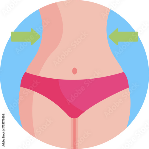 Represents the abdominal area, highlighting waist size related to obesity.