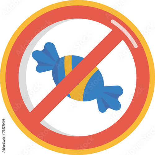 A symbol indicating that candies or sweets are prohibited.