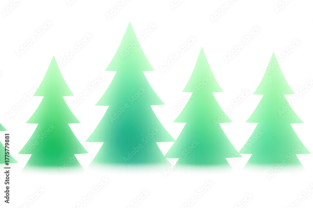 Obraz premium Glowing green christmas trees creating a seamless winter holiday forest pattern on transparent background