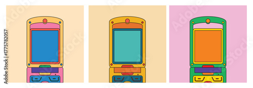 Illustration design template fold phone retro y2k old classic