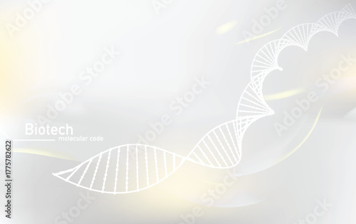 Abstract biotechnology background featuring a glowing DNA double helix, symbolizing genetic research, molecular science, and medical innovation.