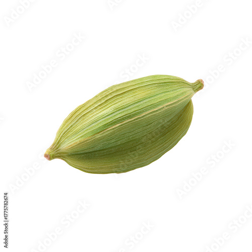 Wallpaper Mural A single green cardamom pod with prominent vertical ridges and a small stem, isolated on transparent background Torontodigital.ca