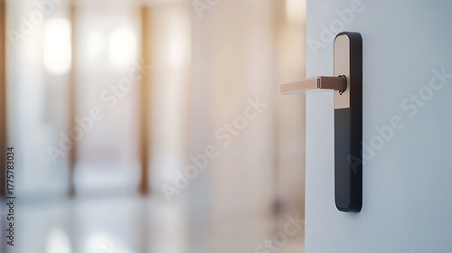 A door ajar, an invitation to enter. Light from within casts a warm glow. The sleek handle hints at modernity. What lies beyond?  Intrigue builds with every glance.