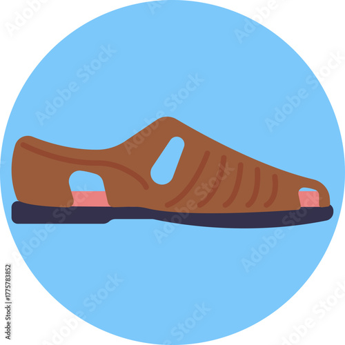 Open footwear designed for warm weather, typically with straps securing the foot.