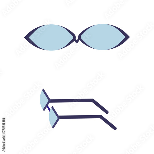 Stylish Eyewear Front and Side Views of Modern Blue-Tinted Spectacles