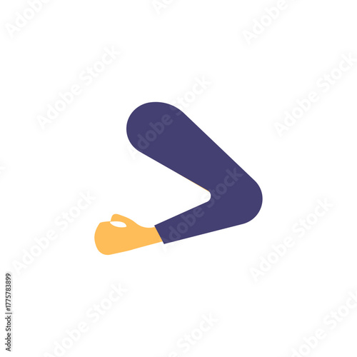 Minimalist graphic illustration of a human arm bent at the elbow showcasing a relaxed hand position