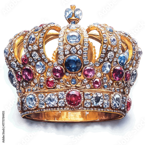 King Georgeas Coronet, watercolor vector, isolated on a white background.