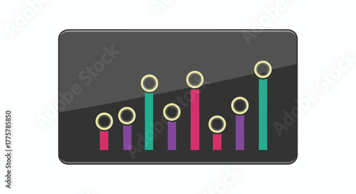 An abstract illustration depicting a sound equalizer with colorful bars