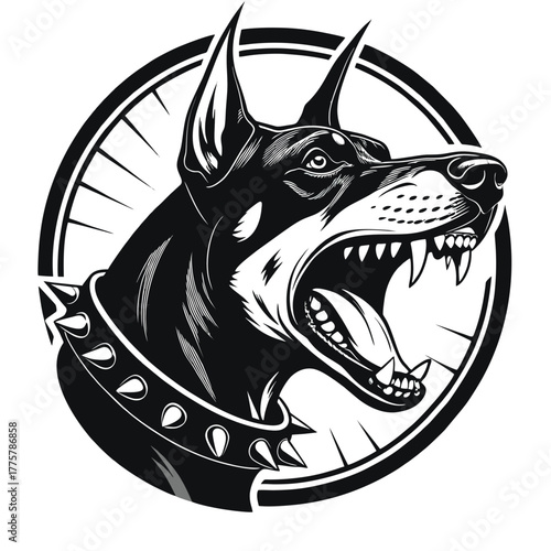 Vector illustration of an angry Doberman head