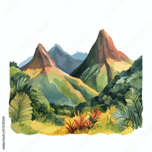 Andes Mountains. Andes Mountains hand drawn watercolor illustration