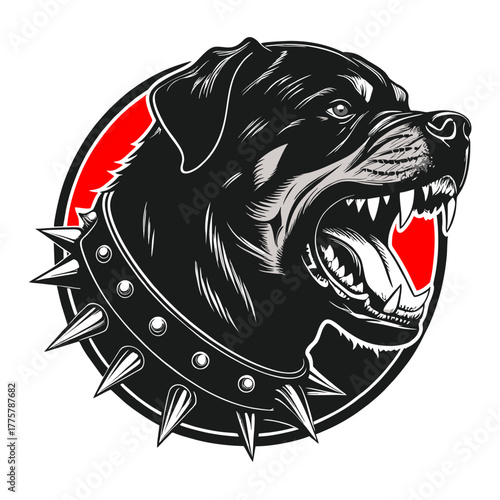 Fierce rottweiler head illustration in vector style