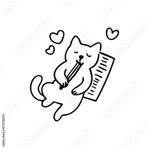 Relaxed cat plays stringed instrument