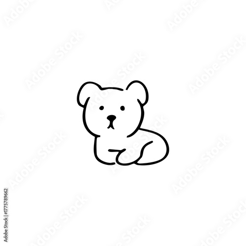 Simple line drawing of a stylized bear cub sitting
