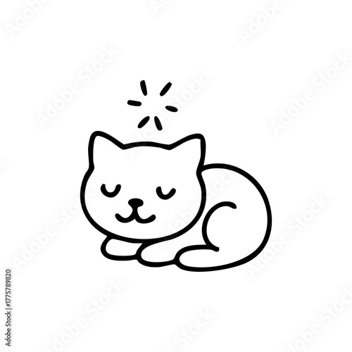 Sleeping cat with sparkle above