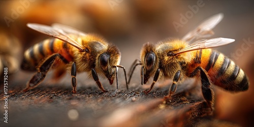 Wallpaper Mural Honey Bees Working Together in a Beehive, Collecting Nectar and Pollinating Flowers, Creating Honey and Supporting Ecosystem Balance Torontodigital.ca