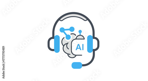AI Customer Service Robot Headset Icon Artificial Intelligence Automation for Modern Business Support