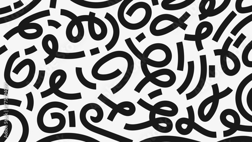 Memphis black and white doodle pattern background wallpaper. black doodle graphic pattern, memphis background wallpaper.