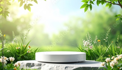 Podium stand scene for product placement natural