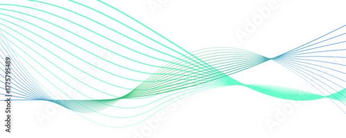 Dynamic green and cyan Wavy Lines Abstract Energy Waves: Cyberpunk Technology Background