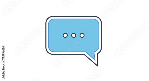 A light blue speech bubble icon featuring three dots representing a message in progress, perfect for communication themes