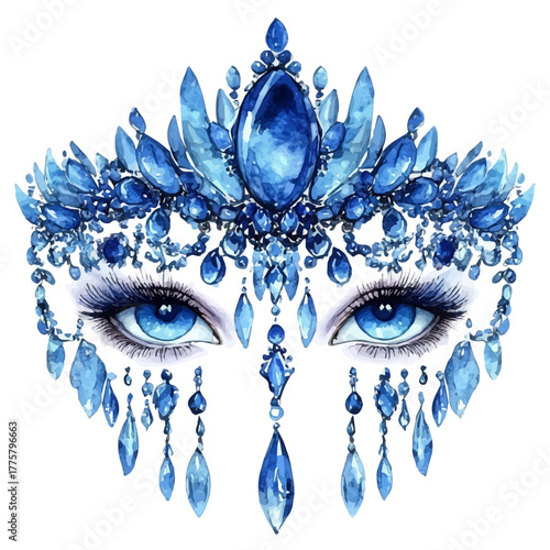 Forehead Chain, watercolor drawing vector, isolated on a white background.