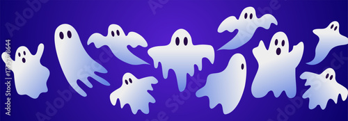 set of spooky halloween ghost. Funny and spooky cartoon phantom characters. various illustration for Halloween design