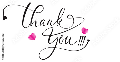 handwritten illustration of "thank you" calligraphy