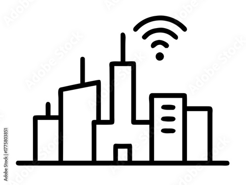 A Smart City Skyline with Wireless Connection Displaying Technology