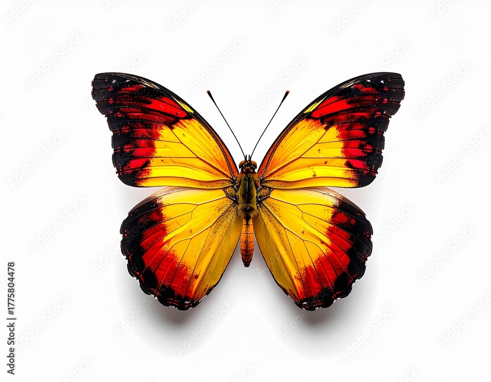 Obraz premium Beautiful Bright Butterfly on White Background