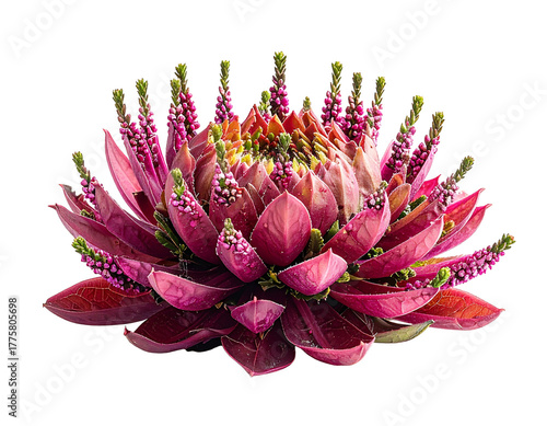 Vibrant pink flower blossom with detailed petals isolated on transparent background