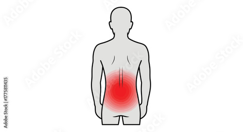 Human body outline illustrating lower back pain and discomfort area