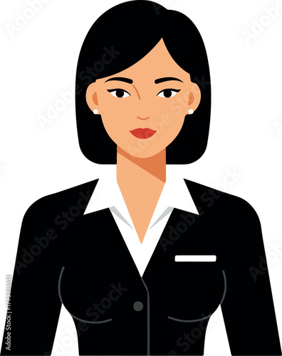 Businesswoman In Black Suit White Shirt Professional Isolated Vector