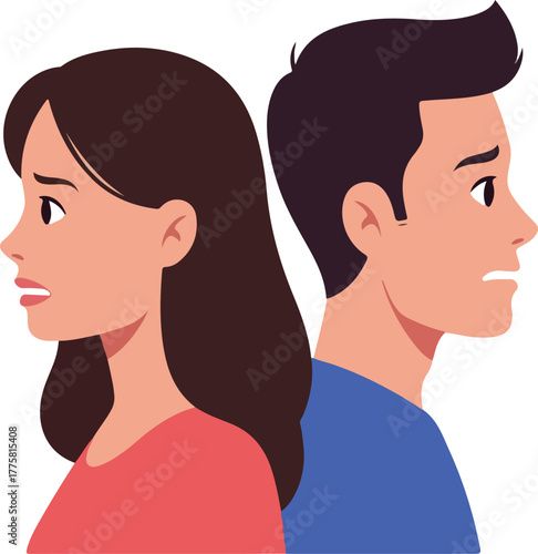 Couple Arguing Sad Mood Flat Design Illustration