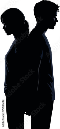 Couple Silhouette Back To Back Showing Disagreement and Sadness