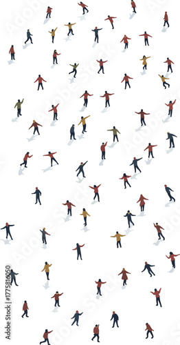 Wallpaper Mural Crowd of Diverse People Pixel Art Style Red Yellow Blue Outfits Minimalist Flat Design Torontodigital.ca