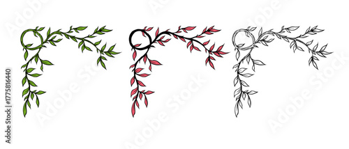 Colorful botanical corner frame collection