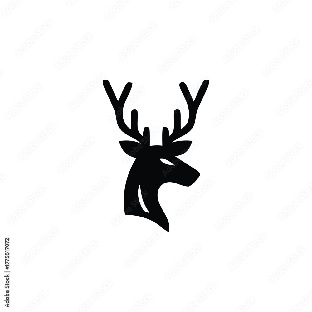Naklejka premium Elegant Deer Head Silhouette for Modern Logo Design