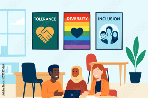 Multicultural team sharing lunch in office cafeteria with friendly interaction and laughter