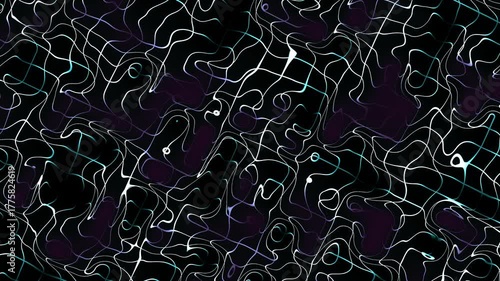 A chaotic neon grid effect where energy lines fracture and twist like a glitching digital reality quantum grid