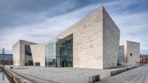 Wallpaper Mural Modern Architecture: A Stunning Contemporary Building with Glass Facade and Stone Exterior Design Torontodigital.ca