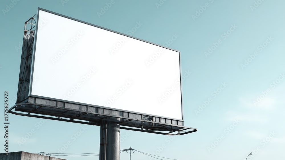 Fototapeta premium Large Blank Billboard Against a Clear Blue Sky Ready for Outdoor Advertising Campaign