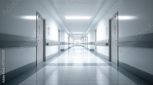 Wallpaper Mural Hospital Hallway Perspective: Clean, Modern Interior Design for Healthcare and Medical Facility Concepts Torontodigital.ca