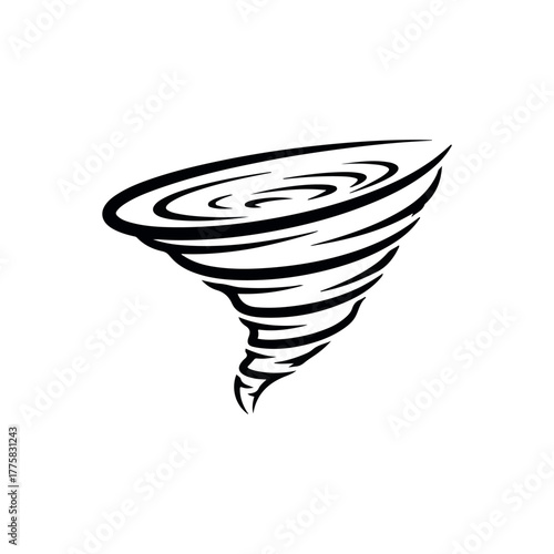 Vector stylized illustration of a tornado, a powerful rotating column of air that is in contact with both the surface of the earth and a cumulonimbus cloud or, in rare cases, the base of a cumulus clo