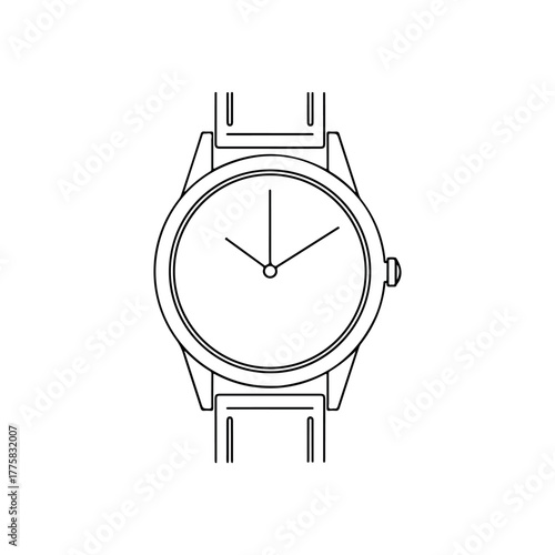 Vector minimalist line art illustration of a classic analog wristwatch